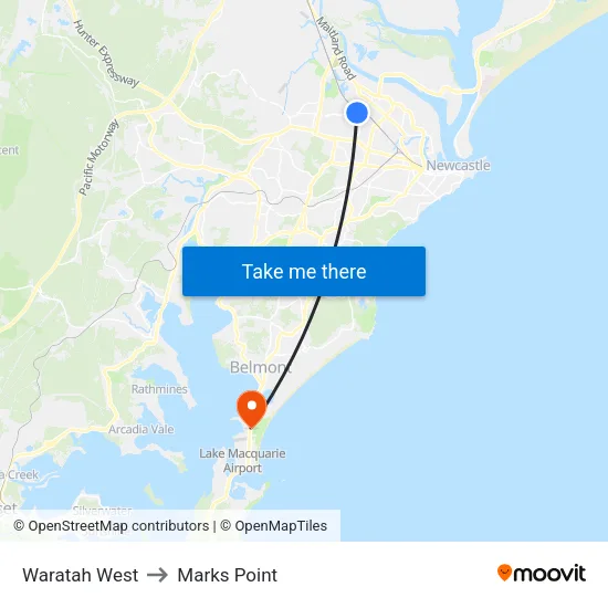Waratah West to Marks Point map