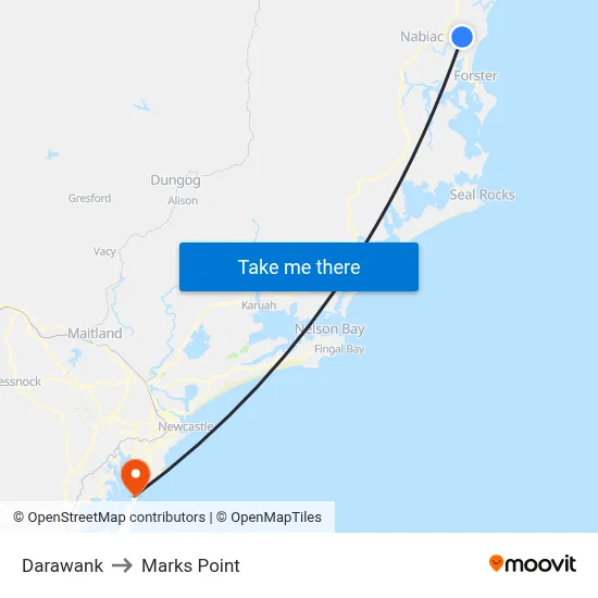 Darawank to Marks Point map