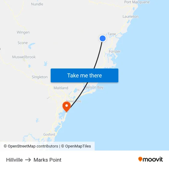 Hillville to Marks Point map