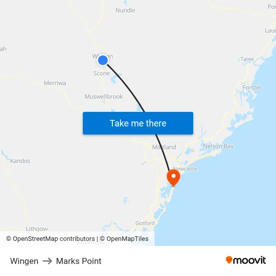 Wingen to Marks Point map
