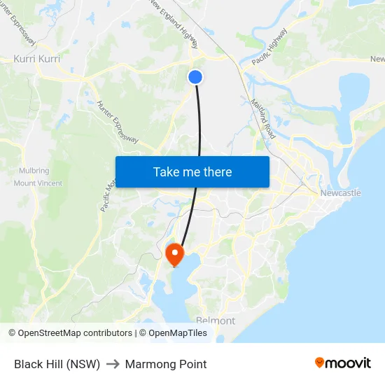 Black Hill (NSW) to Marmong Point map