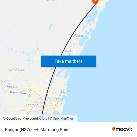 Bangor (NSW) to Marmong Point map