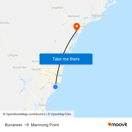 Burraneer to Marmong Point map