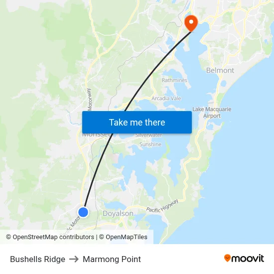 Bushells Ridge to Marmong Point map