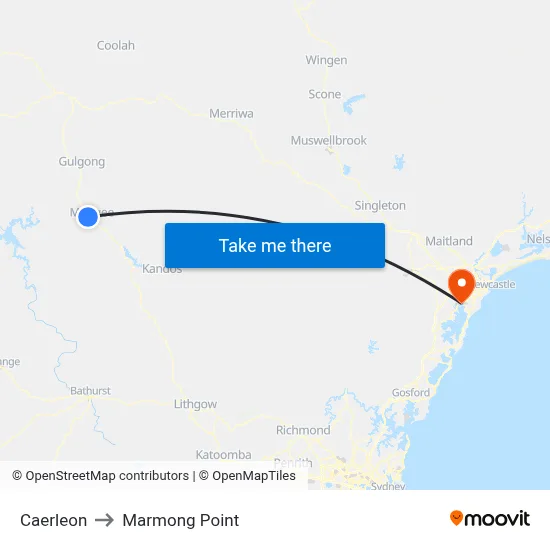 Caerleon to Marmong Point map