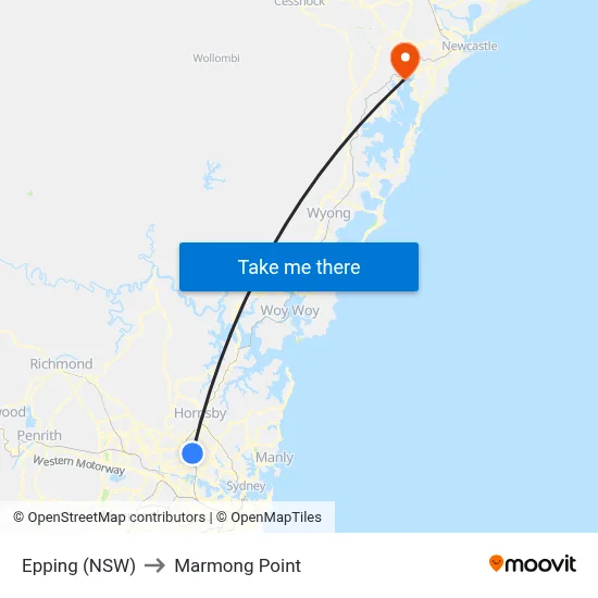Epping (NSW) to Marmong Point map
