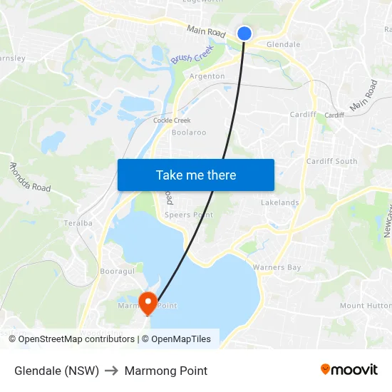 Glendale (NSW) to Marmong Point map