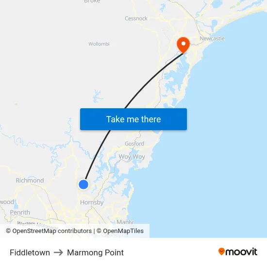 Fiddletown to Marmong Point map