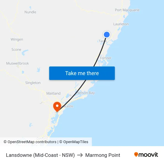 Lansdowne (Mid-Coast - NSW) to Marmong Point map