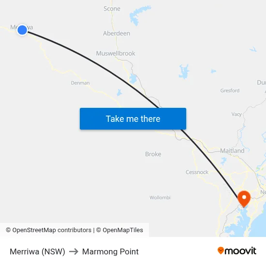 Merriwa (NSW) to Marmong Point map