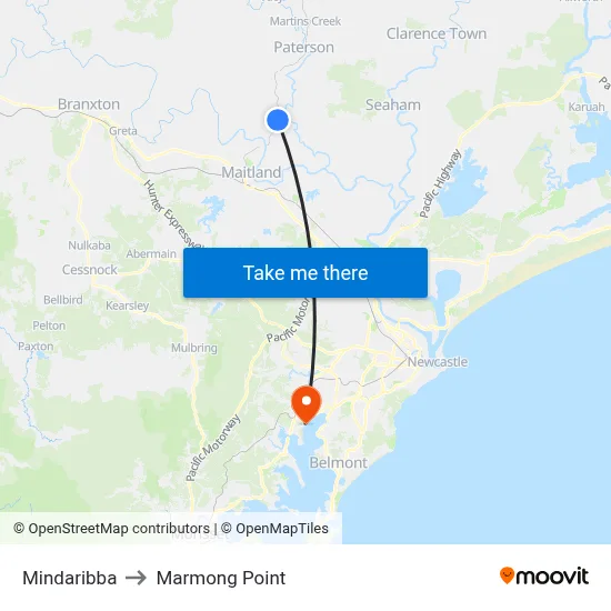 Mindaribba to Marmong Point map