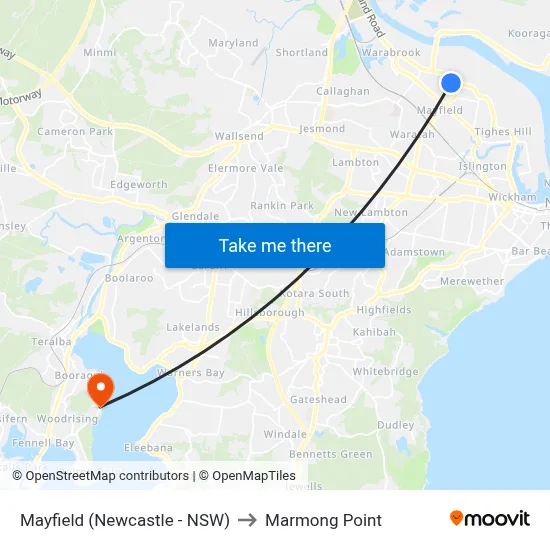 Mayfield (Newcastle - NSW) to Marmong Point map