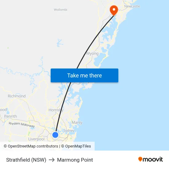 Strathfield (NSW) to Marmong Point map