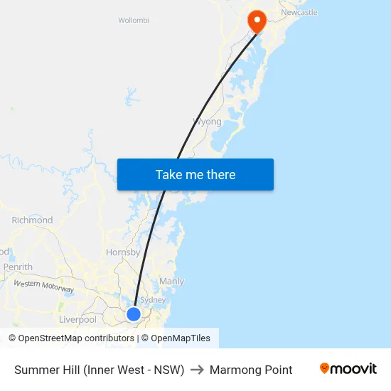 Summer Hill (Inner West - NSW) to Marmong Point map