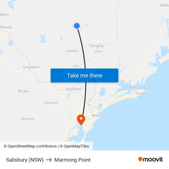 Salisbury (NSW) to Marmong Point map