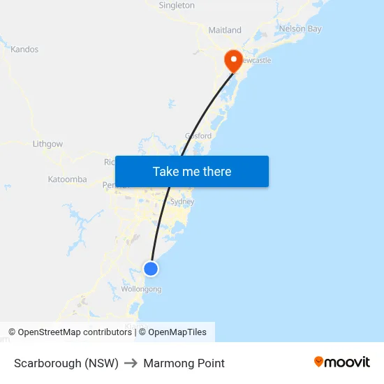 Scarborough (NSW) to Marmong Point map