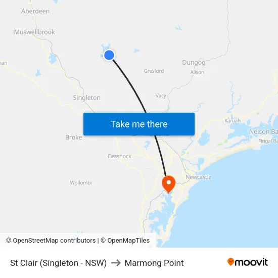 St Clair (Singleton - NSW) to Marmong Point map