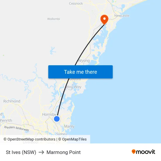 St Ives (NSW) to Marmong Point map
