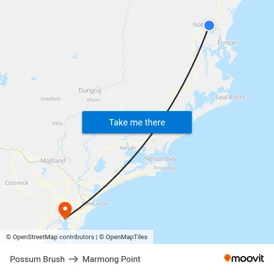 Possum Brush to Marmong Point map