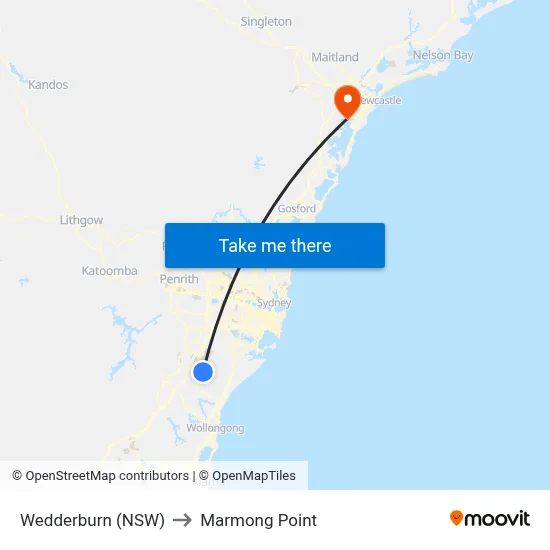 Wedderburn (NSW) to Marmong Point map