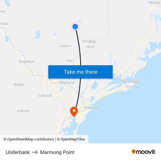 Underbank to Marmong Point map