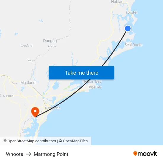 Whoota to Marmong Point map