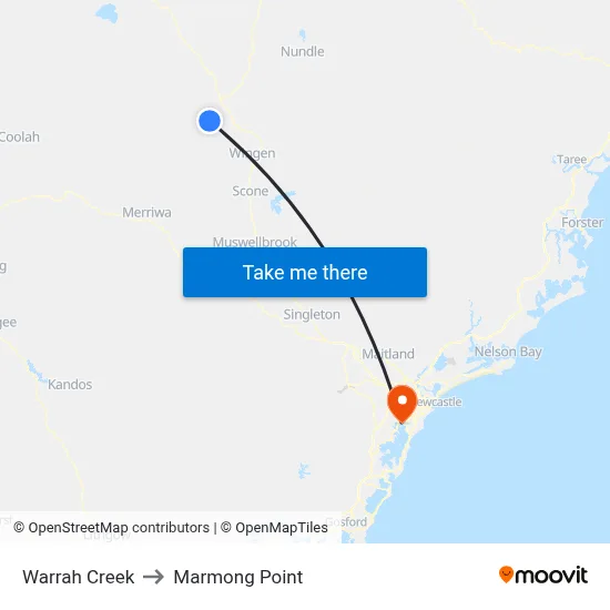 Warrah Creek to Marmong Point map
