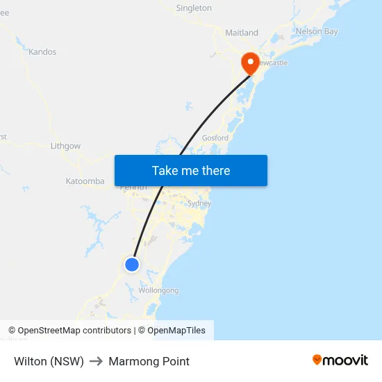 Wilton (NSW) to Marmong Point map