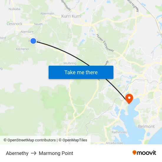 Abernethy to Marmong Point map