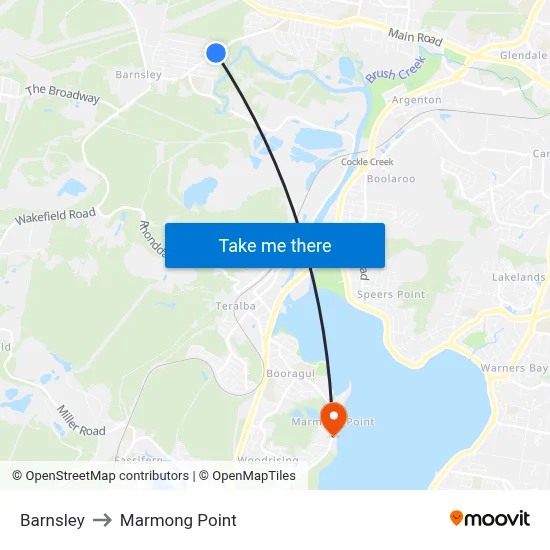 Barnsley to Marmong Point map