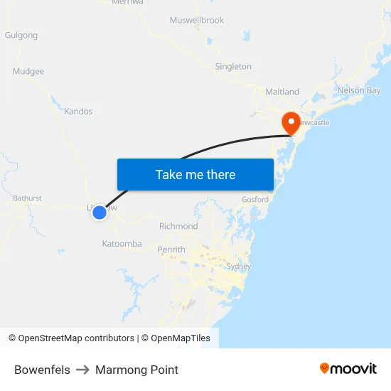 Bowenfels to Marmong Point map