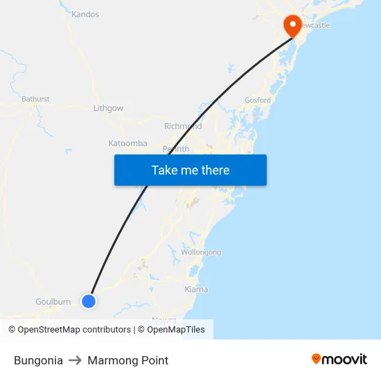Bungonia to Marmong Point map