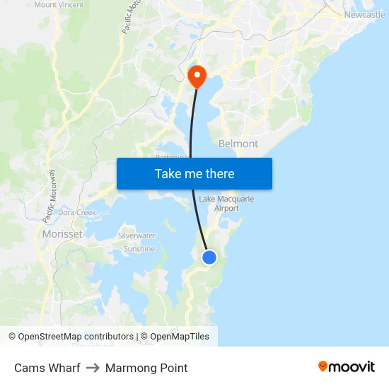 Cams Wharf to Marmong Point map