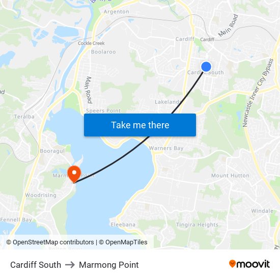 Cardiff South to Marmong Point map