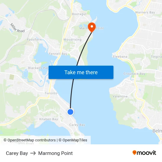 Carey Bay to Marmong Point map