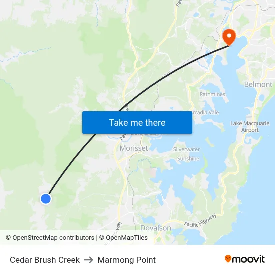Cedar Brush Creek to Marmong Point map