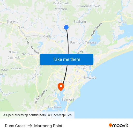 Duns Creek to Marmong Point map