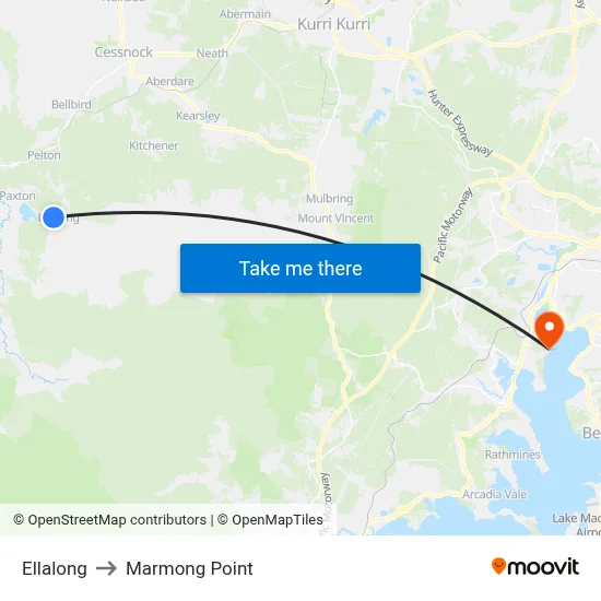 Ellalong to Marmong Point map