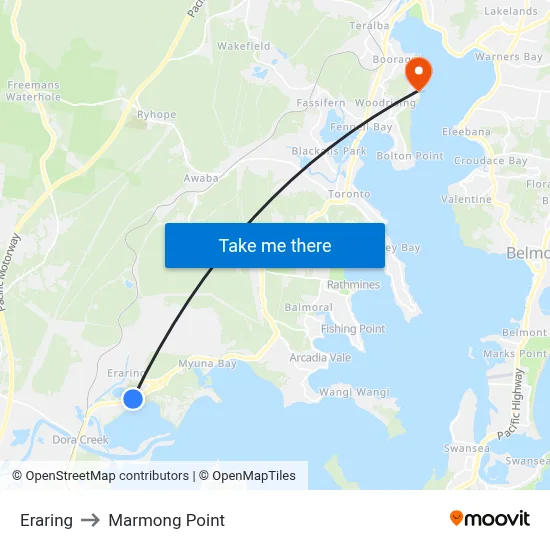 Eraring to Marmong Point map