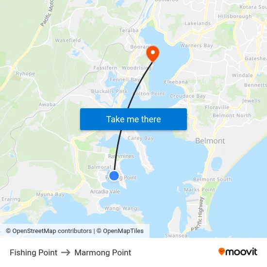 Fishing Point to Marmong Point map