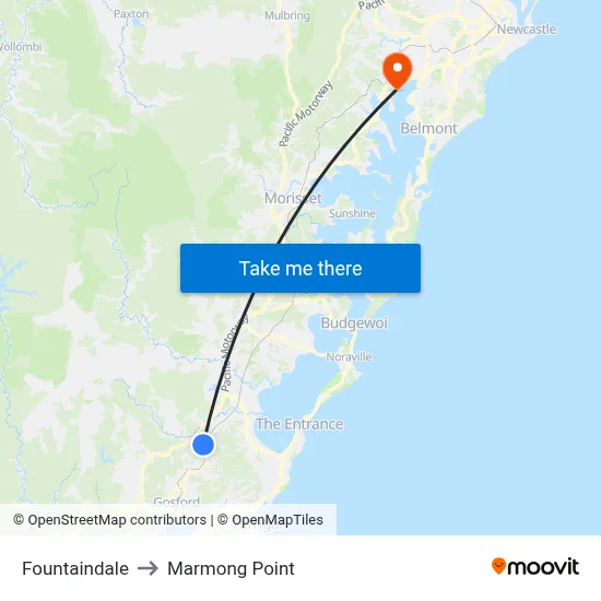 Fountaindale to Marmong Point map