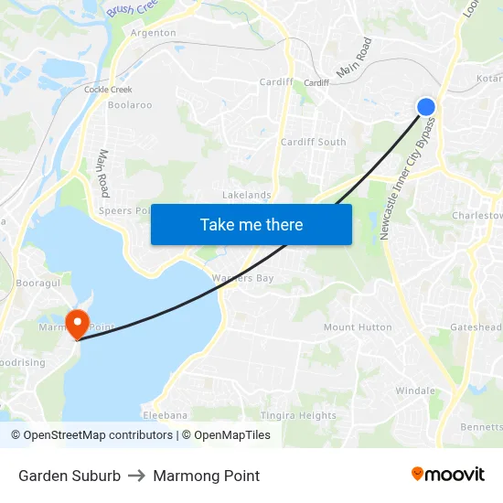 Garden Suburb to Marmong Point map