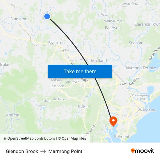 Glendon Brook to Marmong Point map