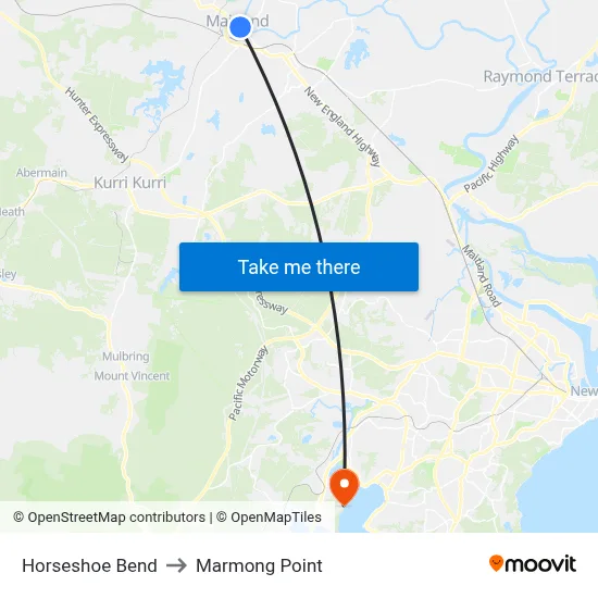 Horseshoe Bend to Marmong Point map