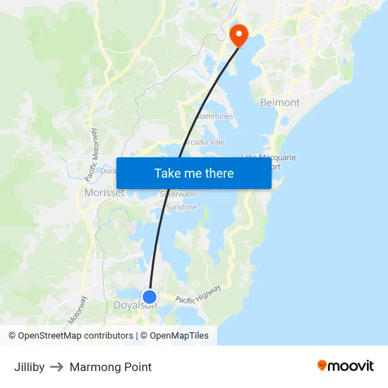 Jilliby to Marmong Point map