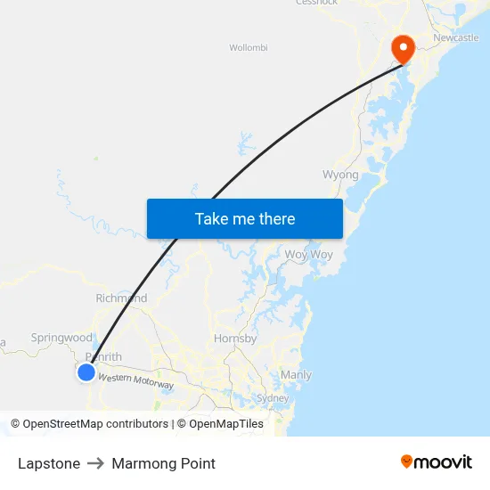 Lapstone to Marmong Point map
