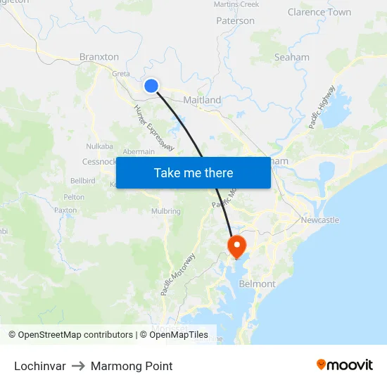 Lochinvar to Marmong Point map