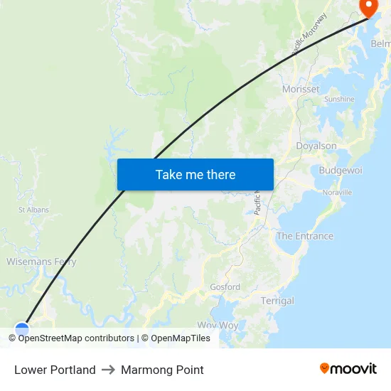 Lower Portland to Marmong Point map