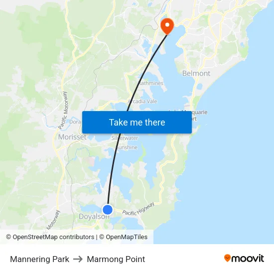 Mannering Park to Marmong Point map
