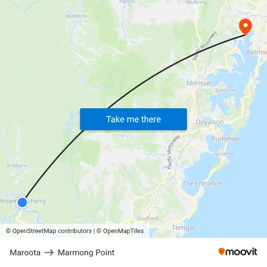 Maroota to Marmong Point map
